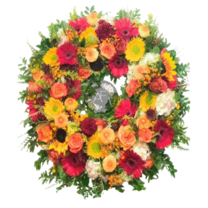 Corona en mix de flores frescas