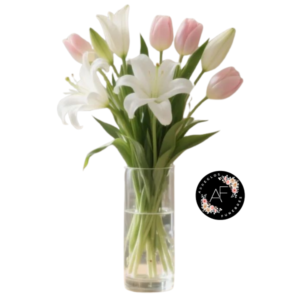 Florero en Lirios y Tulipanes