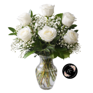Florero De 6 Rosas Blancas