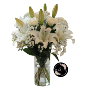 Florero de Lirios Blancos