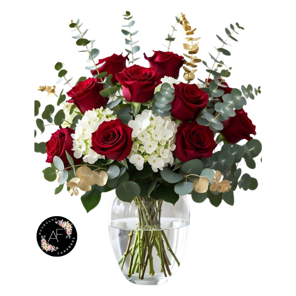 Florero Con Rosas Rojas